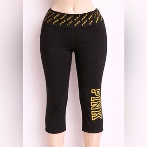 PINK Victoria's Secret Black Leggings with Gold Logo Details